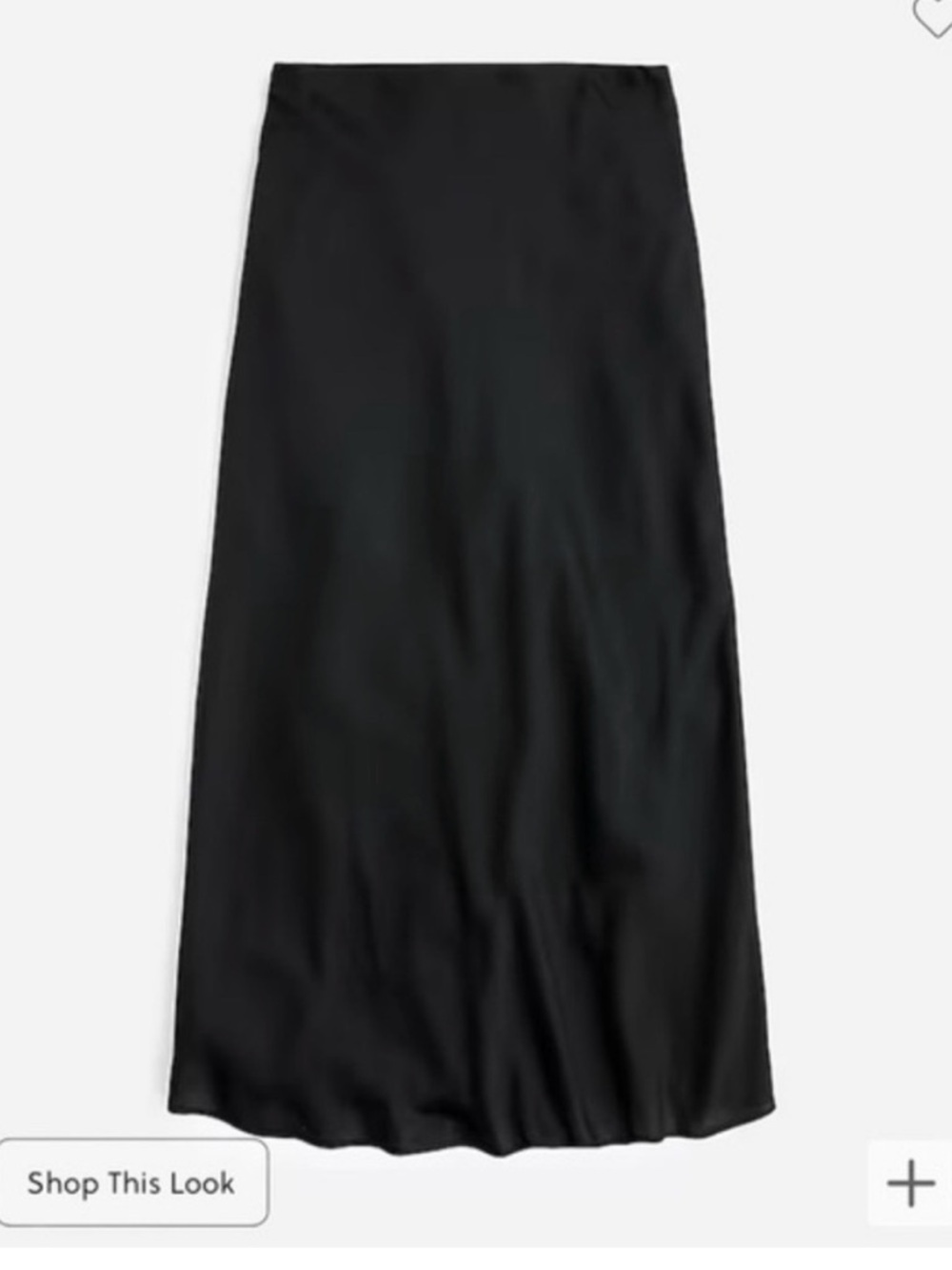 J. Crew Gwyneth midi Black Satin Slip Skirt - Women